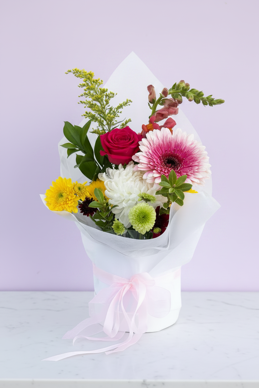 Small Bouquet with Light Purple Background